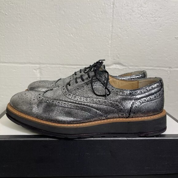 LLOYD METALLIC SILVER DRESS LOAFERS WOMEN'S SIZE 8.5 - Picture 4 of 9